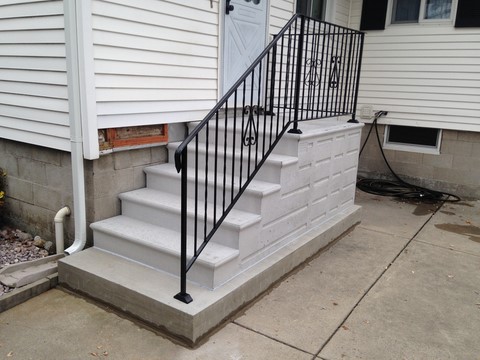 Precast Concrete Steps and Wrought Iron Railings