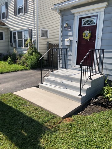 Precast Concrete Steps and Wrought Iron Railings