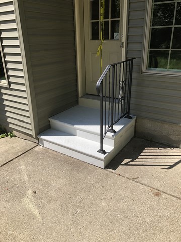 Precast Concrete Steps and Wrought Iron Railings