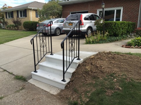 Precast Concrete Steps and Wrought Iron Railings