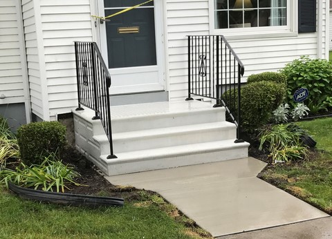 Precast Concrete Steps and Wrought Iron Railings