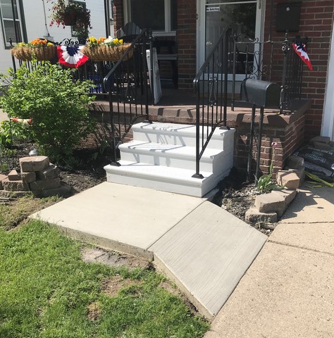 Precast Concrete Steps and Wrought Iron Railings